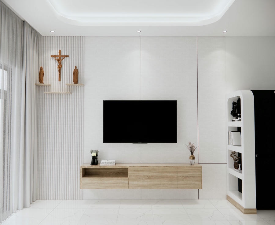 Ứng dụng tấm ốp tường cho nhà ở cho bức tường sau tivi