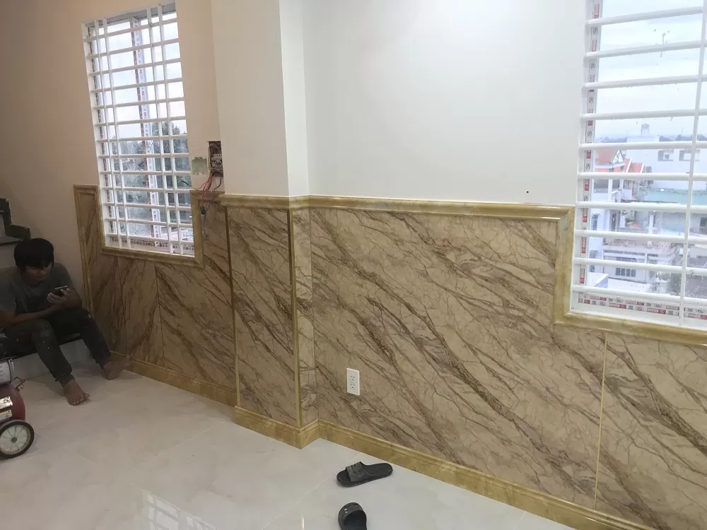 S-HOME thi công tấm ốp PVC vân đá tại Bình Dương